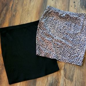 Leopard print and Black Shein skirts